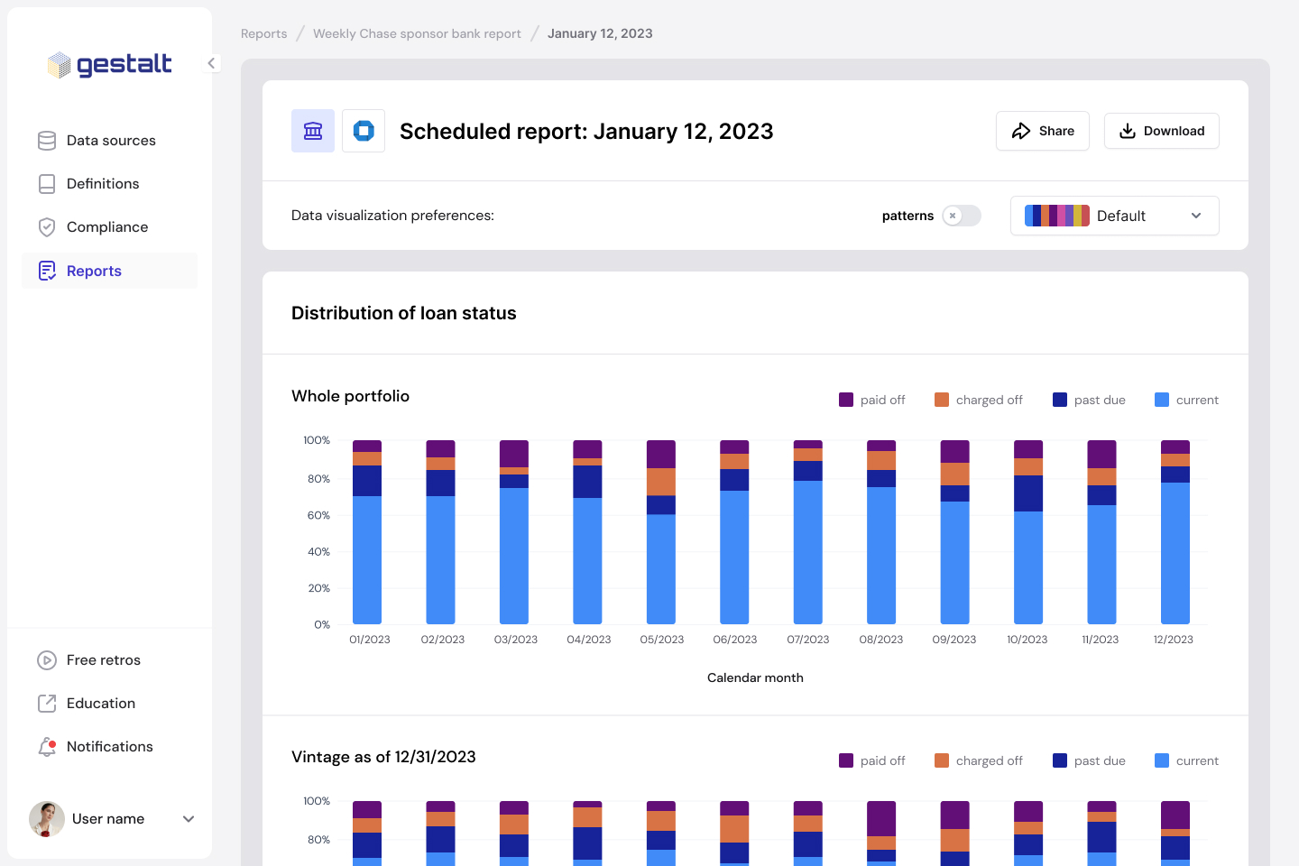 reports example shown in the Gestalt UI